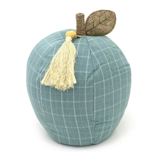 Apple Doorstop | Green Check Fabric Apple Door Stop With Tassel Detail - 22cm