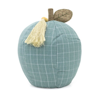 Apple Doorstop | Green Check Fabric Apple Door Stop With Tassel Detail - 22cm