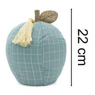 Apple Doorstop | Green Check Fabric Apple Door Stop With Tassel Detail - 22cm