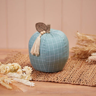 Apple Doorstop | Green Check Fabric Apple Door Stop With Tassel Detail - 22cm