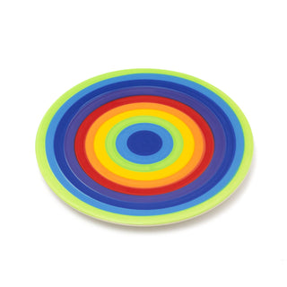 18cm Hand Painted Rainbow Stripe Ceramic Side Plate | Multicoloured Desert Plate Snack Plate Salad Plate | Round Kitchen Small Plate