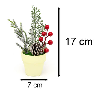 Christmas Berries Artificial Arrangement With Planter | Faux Snowy Christmas Foliage In Plant Pot | Faux Christmas Flora Potted Plants - Design Varies One Supplied