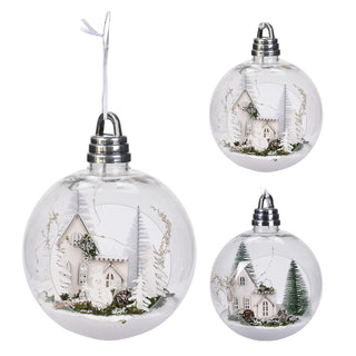 20cm LED Bauble With Christmas Scene Light Up Christmas Ball Hanging Decoration