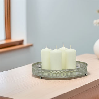 Set of 4 Ivory Pillar Candles | Unscented Wax Candles for Home & Events - 5x10cm