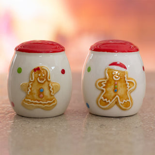 Christmas Gingerbread Salt & Pepper Shakers | White Ceramic Salt And Pepper Pots