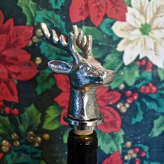 Majestic Stag Head Wine Bottle Stopper | Deer Bottle Stop Animal | Aluminium Cork Stopper - Design Varies One Supplied