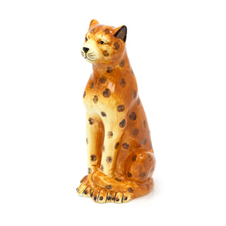 Retro Ceramic Leopard Ornament Figurine | Vintage Style Cheetah Big Cat Statue