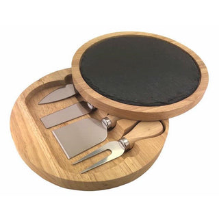 20cm Slate Round Wooden Cheese Board | Cheese Serving Platter Set | Charcuterie Platter And Serving Meat Board