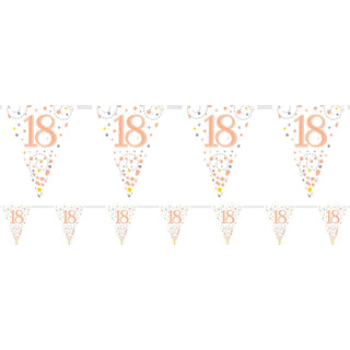 12.8ft Holographic Happy 18th Birthday Bunting | 11 Pennant Flags Triangle Rose Gold Happy Birthday Bunting | Happy Birthday Sign Rose Gold Birthday Decorations