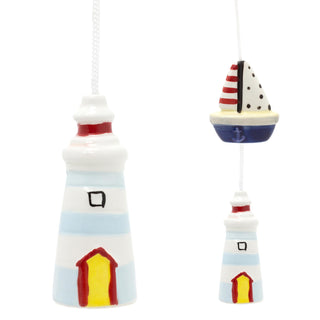 Nautical Light Pull Bathroom Decoration | Glazed Ceramic Light Switch Pull Cord | Seaside Nautical Decoration