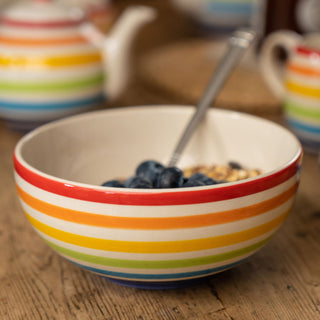 Hand-painted Rainbow Bowl | Round Ceramic Kitchen Cereal Bowl Serving Bowl