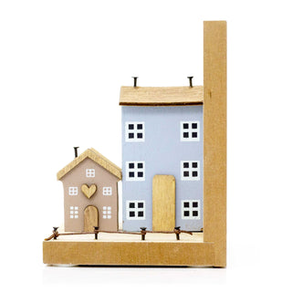 Pair of Shabby Chic Wooden Houses Bookends for Shelves | Set Of 2 Shelf Book End