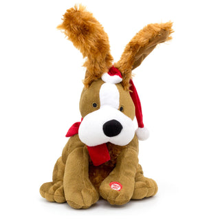 25cm Christmas Singing Dog Novelty Christmas Ornament | Animated Christmas Decorations | Musical Xmas Decorations - Colour Varies One Supplied