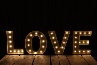 Large Vintage Style 24cm Carnival Led Light Up Marquee Letters - Love - Cream