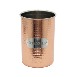 Sturdy Hammered Metal Copper Kitchen Utensil Holder