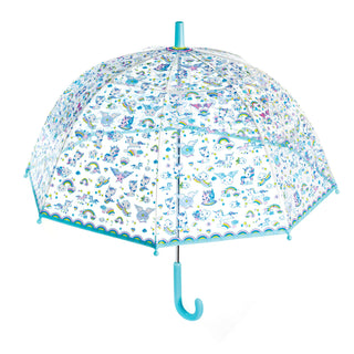 Djeco DD04708 Childrens Clear Dome Umbrella Transparent Kids Umbrella - Unicorns