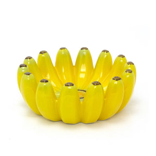 Banana Shaped Fruit Bowl | Quirky Yellow Ceramic Banana Bowl Fruit Dish - 25cm