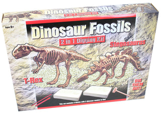 Kreative Kids Deluxe 2 in 1 Dig Out Dinosaur Skeleton Fossil Palaeontology Archaeology Excavation Kit - T Rex and Stegosaurus