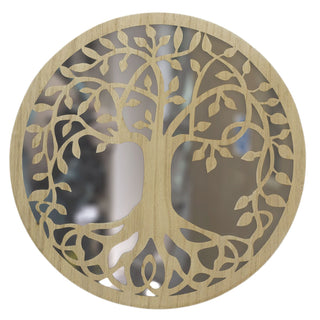 35cm Stunning Tree Of Life Wall Mirror | Round Wooden Hanging Wall Art | Circle Mirror Decorative Tree