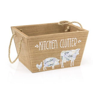 Shabby Chic Floral Farm Crate Hamper | Decorative Kitchen Clutter Crate | Wooden Storage Box With Handles