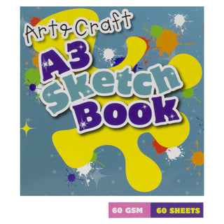 Kids A3 Art & Craft Sketchbook 60 Sheets | White Paper Large Art Drawing Pad