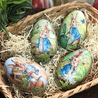 Beatrix Potter Peter Rabbit Medium Egg - Shaped Tin | Trinket Tin - Easter Gifts