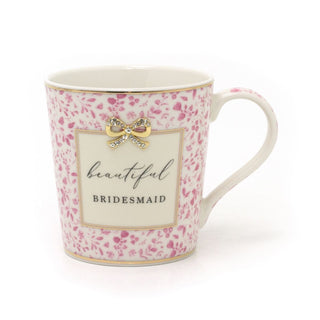 Beautiful Bridesmaid Wedding Mug | Boxed Ceramic Heart Wedding Favour Gift Mug