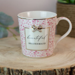 Beautiful Bridesmaid Wedding Mug | Boxed Ceramic Heart Wedding Favour Gift Mug