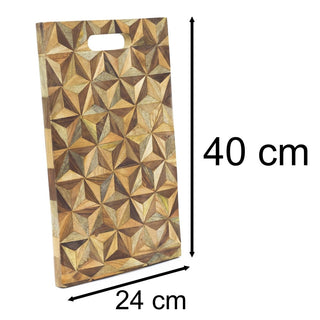 Beautiful Geometric Wooden Inlay Serving Platter | Charcuterie Platter Cheese Board Serving Board | Wood Graze Board Snack Board Sharing Platter 40 x 24cm
