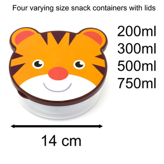 Set Of 4 Children's Animal Snack Pots | Kids Nesting Snack Containers