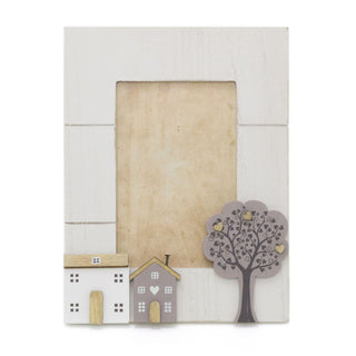 4 x 6 Wooden House Photo Frame Single Aperture Shabby Chic Photo Frame | White Picture Frame Freestanding Photo Frame | Wall Mounted Picture Frame