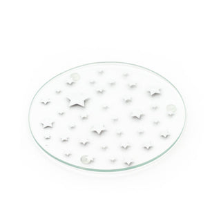 10cm Silver Mirrored Glass Coaster | Round Mirror Glass Candle Plate Stand