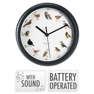 Birdsong Wall Clock with 12 Bird Designs and Hourly Chirps | Bird Clock - 25cm