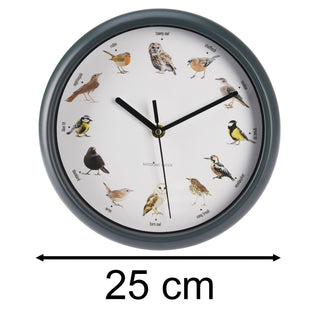 Birdsong Wall Clock with 12 Bird Designs and Hourly Chirps | Bird Clock - 25cm