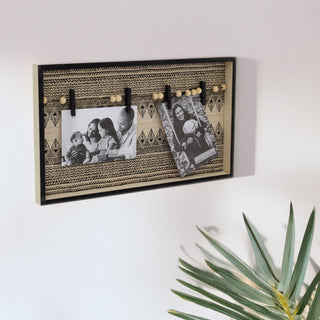 Black Aztec Peg Picture Frame | Wooden Box Photo Frame with Pegs - 40x24cm