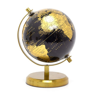 Black & Gold Desk Globe | Small Vintage World Globe for Home or Office - 18cm