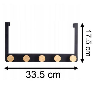 Black Over Door Hanger | Over The Door Coat Rack With 5 Hanger Hooks - 33x18cm