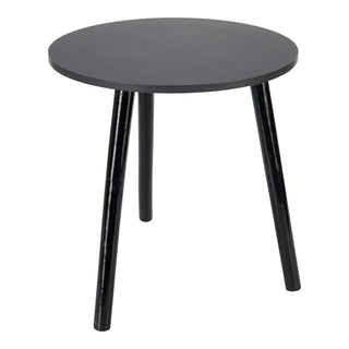 Black Round Wooden Side Table | Modern Pedestal Accent Sofa Table - 40x41cm