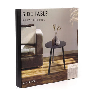 Black Round Wooden Side Table | Modern Pedestal Accent Sofa Table - 40x41cm