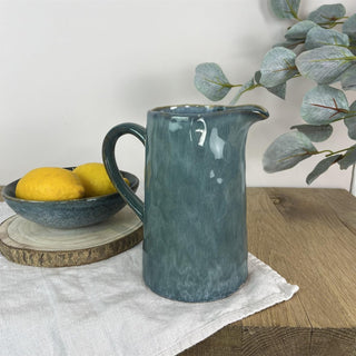 Blue Ceramic Reactive Glaze Jug Decorative Glazed Pitcher Jug For Flowers - 17cm