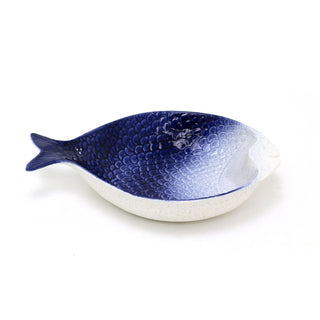 Blue Ombre Fish Dish | Large Ceramic Fish Platter for Seafood & Coastal Dining