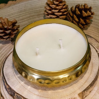Bohemian Style Gold Metal Candle Bowl | 2 Wick Scented Candle & Holder - 10cm