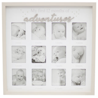 Baby My First Year Photo Frame | 12 Aperture Multi Picture Frame | Newborn Babies Memories Keepsake Photo Collage