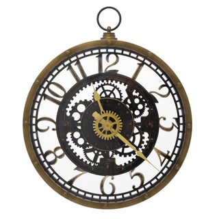 Industrial Retro Pocket Watch Gear Cog Clock | Steampunk Vintage Style Wall Clock | Silent Wall Clock Antique Effect Distressed Round Clock