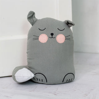 Childrens Fabric Cat Doorstop | Kids Novelty Cat Doorstops Animal Door Stopper