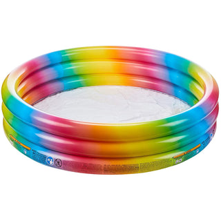 168 x 38cm Rainbow Ombre Paddling Pool | 3 Ring Inflatable Pool Kids Swimming Pool | Outdoor Garden Children's Swim Pool