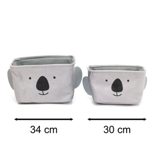 Set Of 2 Cute Kids Storage Boxes | Children's Fabric Storage Baskets Koala