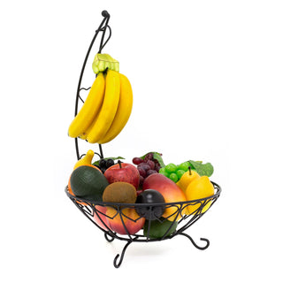 Black Metal Fruit Bowl With Banana Hanger