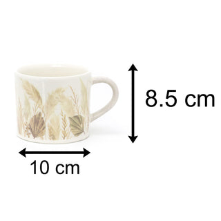 Botanical Ceramic Coffee Mug | Pampas Grass Floral Tea Cup | Large Hot Drinks Mugs Cups