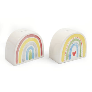 Childrens Rainbow Money Box | Ceramic Rainbow Shaped Piggy Bank Pot For Kids